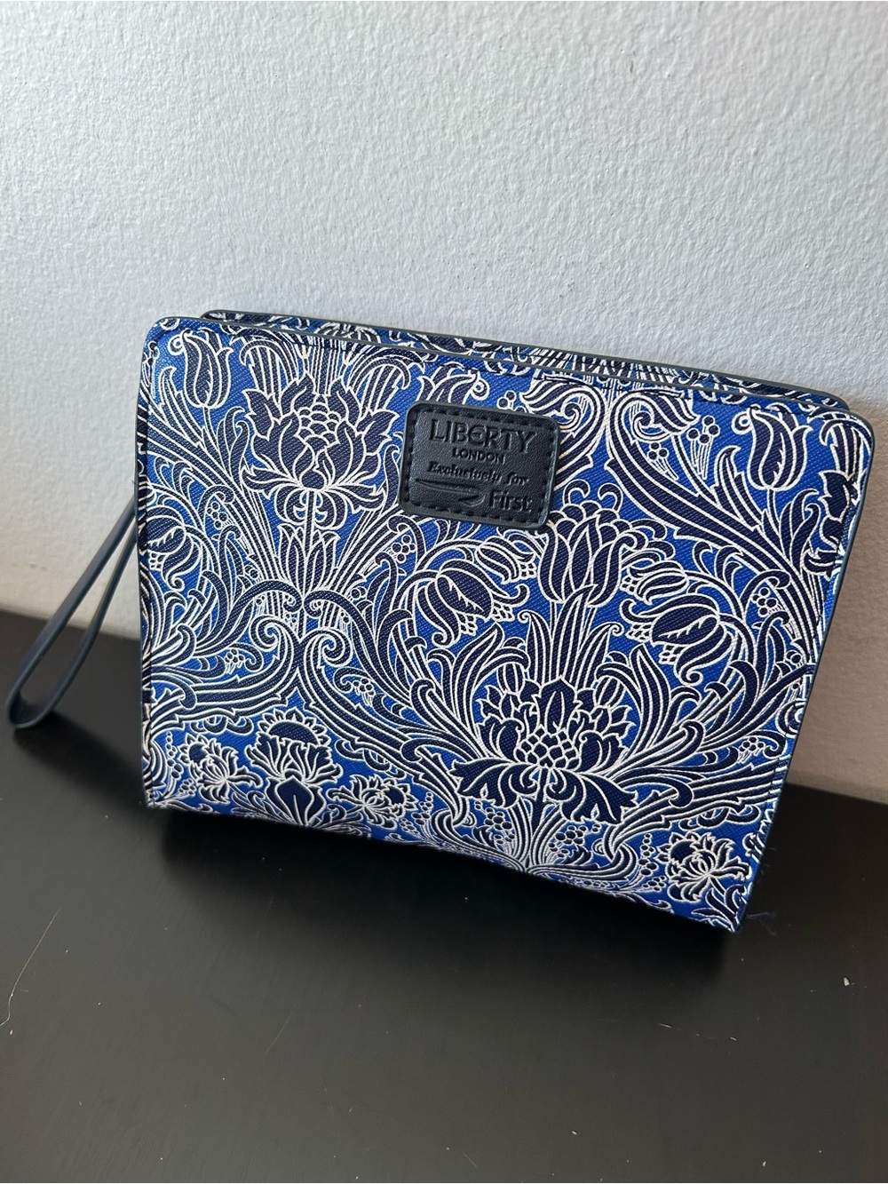 Liberty London British Airways First Class Amenity Bag Blue Paisley Wristlet